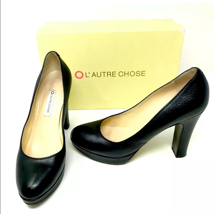 L’autre Chose Platform Black 4 Inch Pumps